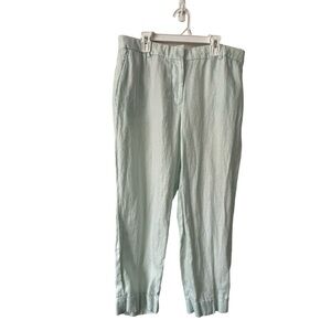 J CREW 100% linen crop pants size 10 women's ankle pants capri light green